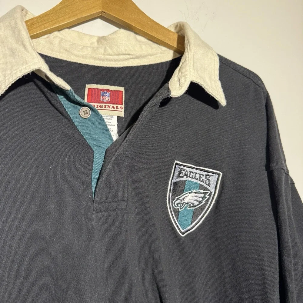 VTG Philadelphia Eagles NFL Originals Rugby Long‎ Sleeve Shirt 2003 Sz Large Y2K